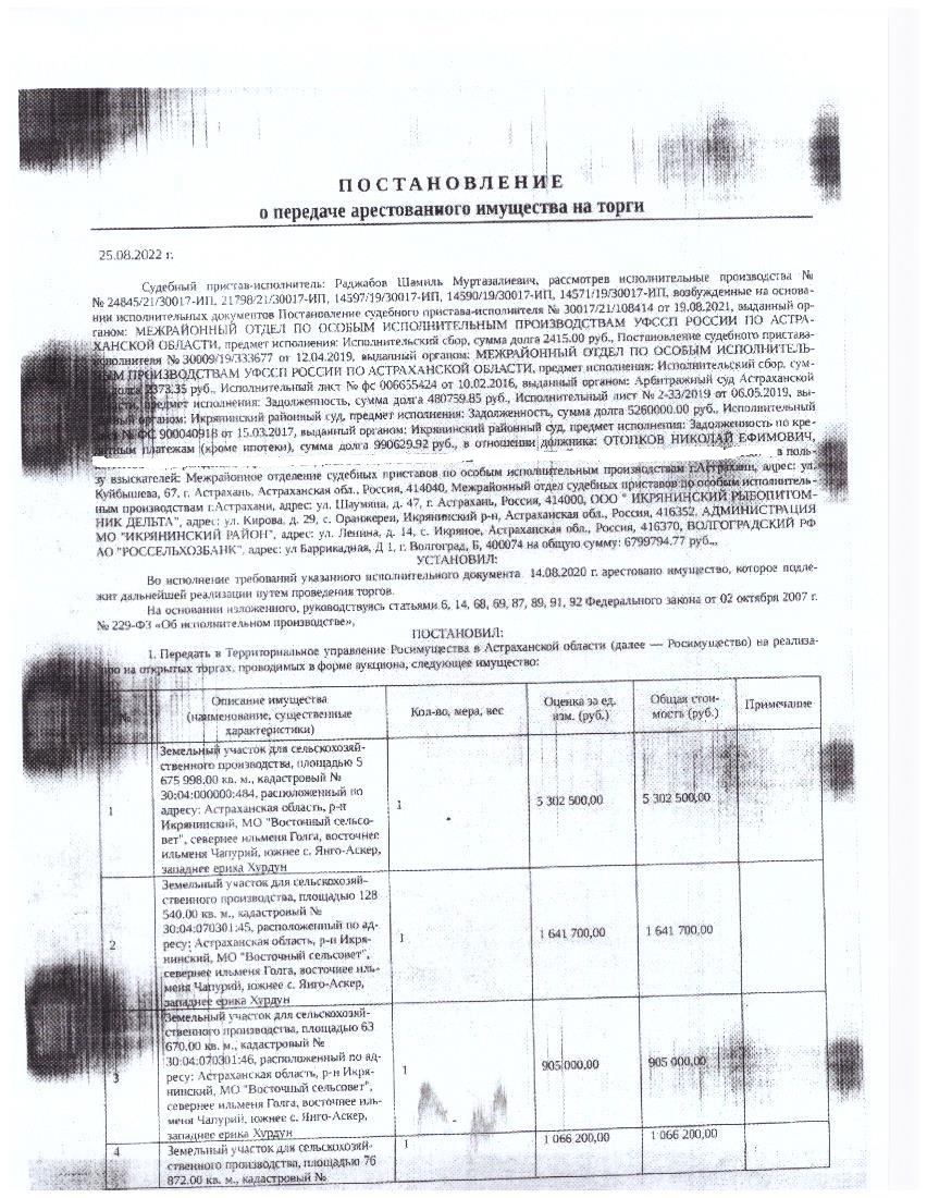 Отопков Н.Е. Земельный участок, пл. 58485 кв.м, 30:04:070301:43,  Астраханская область, Икрянинский район, МО 